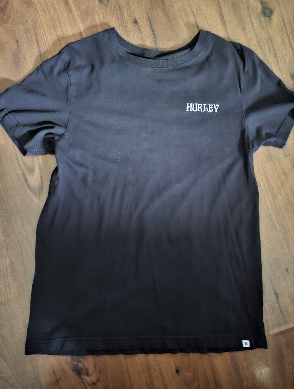 Hurley Black Short-Sleeve Tee with Embroidered Logo & Skeleton Design On Back